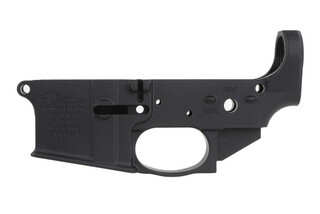 The Anderson Manufacturing AR15 stripped lower receiver features a closed ear design.